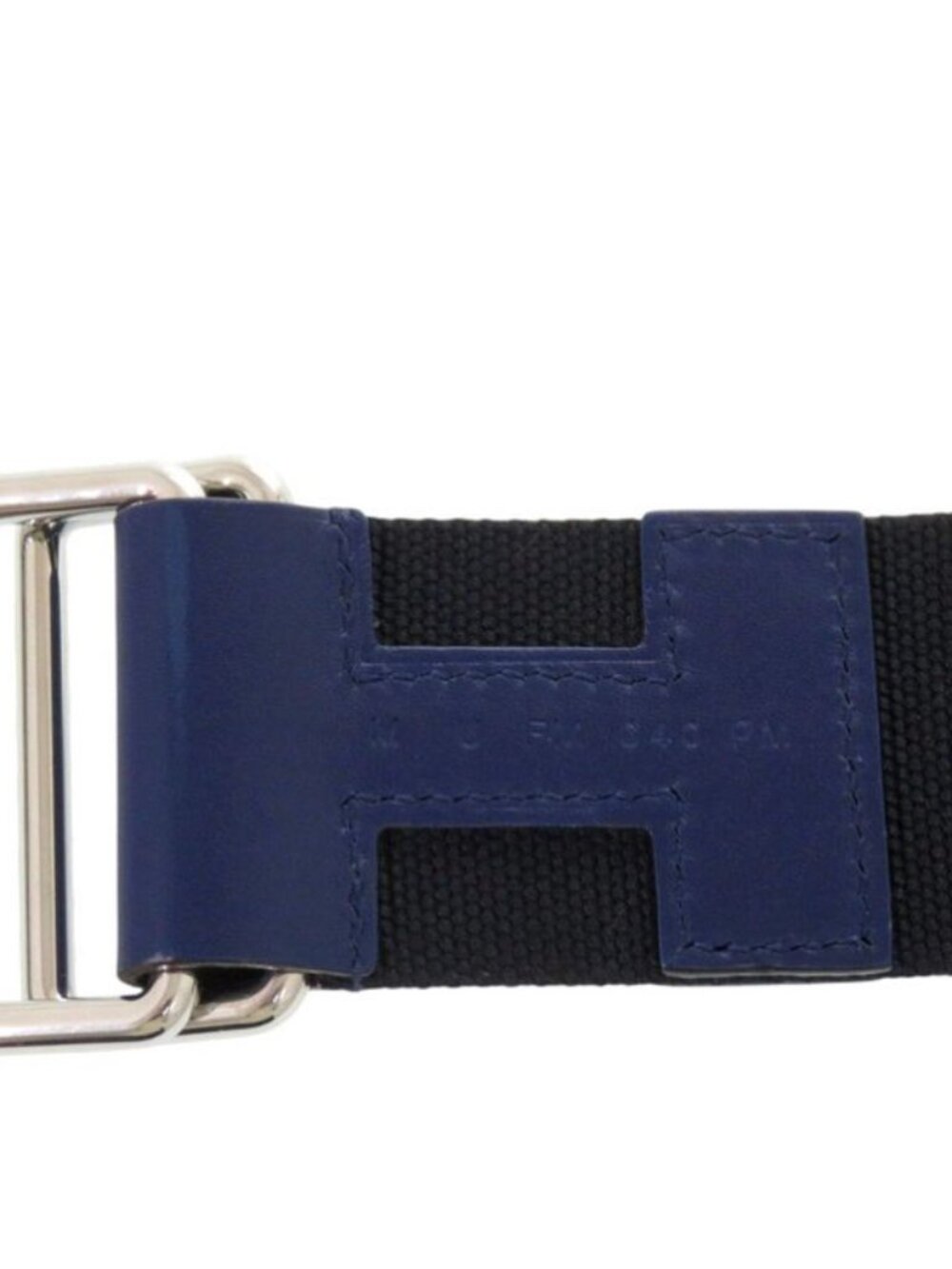 ★SOLD★ Hermes Nomad 40 Belt Canvas Leather Black Blue - Picture 3 of 6